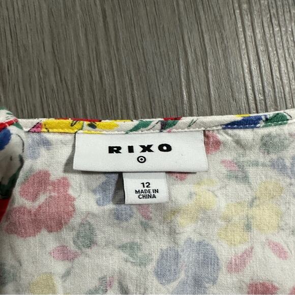 Rixo x Target Multicolor Floral Linen‎ Blend Retro Short Sleeve Dress Size 12 - Picture 7 of 10